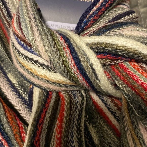 Juncture Red Gray Black Multicolored Scarf NWT - Picture 6 of 10